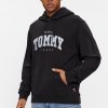 Bluza Tommy Jeans męska czarna kangurka z kapturem
